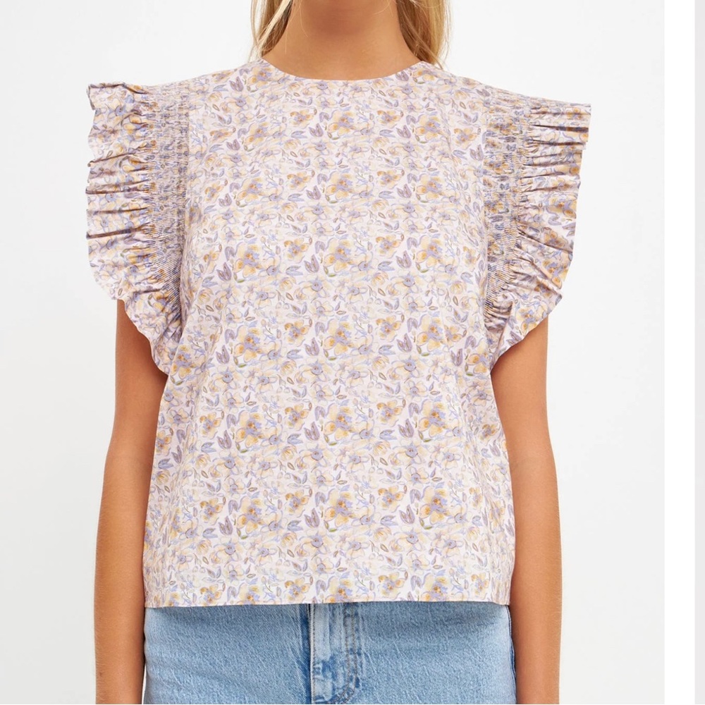 English Factory Floral Ruffle Top Size M